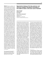 Reproductive biology of the blue swimmer crab (Portunus pelagicus, Decapoda: Portunidae) in five bodies of water on the west coast of Australia