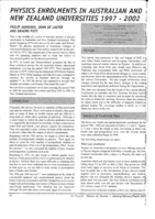 Physics enrolments in Australian and New Zealand Universities 1997 - 2002