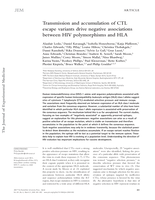Transmission and accumulation of CTL escape variants drive negative associations between HIV polymorphisms and HLA