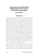 Protecting law from Morality’s Stalking Horse: The ‘socio’ in much socio-legal studies