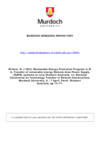 Renewable Energy Promotion Program in W A: Transfer of renewable energy Remote Area Power Supply (RAPS) systems to rural Western Australia