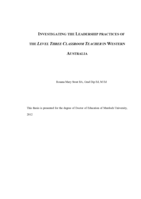 Investigating the leadership practices of the level three classroom teacher in Western Australia