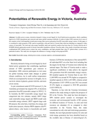 Potentialities of renewable energy in Victoria, Australia