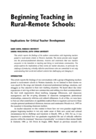 Beginning teaching in rural-remote schools: Implications for critical teacher development