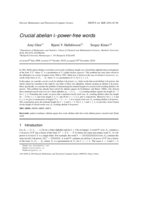 Crucial abelian k-power-free words