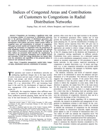 Indices of congested areas and contributions of customers to congestions in radial distribution networks