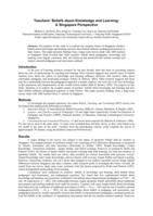 Teachers' beliefs about knowledge and learning: A Singapore perspective