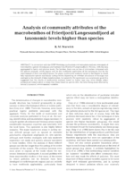 Analysis of community attributes of the macrobenthos of Frierfjord/Langesundfjord at taxonomic levels higher than species