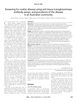 Screening for coeliac disease using anti-tissue transglutaminase antibody assays, and prevalence of the disease in an Australian community