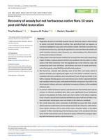 Recovery of woody but not herbaceous native flora 10 years post old‐field restoration