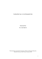 Teaching Hatha yoga: an auto-ethnographic study