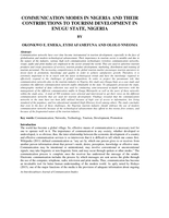 Communication modes in Nigeria and their contributions to tourism development in Enugu State, Nigeria