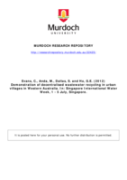 Demonstration of decentralised wastewater recycling in urban villages in Western Australia