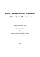 Histology and genetic control of intramuscular fat deposition and desaturation