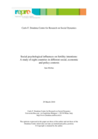 Social psychological influences on fertility intentions:A study of eight countries in different social, economicand policy contexts