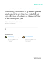 Postweaning substitution of grazed forage with a high-energy concentrate has variable long-term effects on subcutaneous fat and marbling in genotypes
