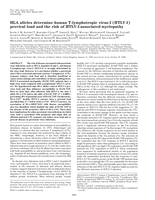 HLA alleles determine human T-lymphotropic virus-I (HTLV-I) proviral load and the risk of HTLV-I-associated myelopathy
