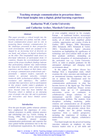Teaching strategic communication in precarious times:First-hand insights into a digital, global learning experience