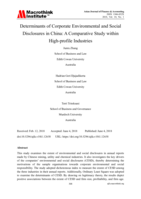 Determinants of Corporate Environmental and Social Disclosures in China: A Comparative Study within High-profile Industries