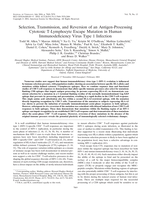 Selection, transmission, and reversion of an antigen-processing cytotoxic T-lymphocyte escape mutation in Human Immunodeficiency Virus Type 1 infection