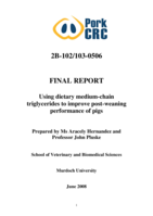 Using dietary medium-chain triglycerides to improve post-weaning performance of pigs