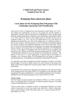 Kompong Siem calcareous phase: A new phase for the Kompong Siem Soil group of the Cambodian Agronomic Soil Classification