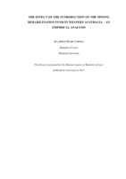 The effect of the introduction of the Mining Rehabilitation Fund in Western Australia - An empirical analysis