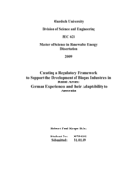 Creating a regulatory framework to support the development of biogas industries in rural areas: German experiences and their adaptability to Australia