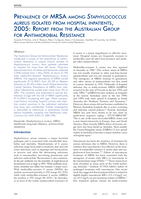 Prevalence of MRSA among Staphylococcus aureus isolated from hospital inpatients, 2005: Report from the Australian Group for Antimicrobial Resistance
