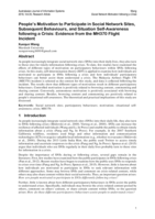 People’s motivation to participate in social network sites, subsequent behaviours, and situation self-awareness following a crisis: Evidence from the MH370 flight incident