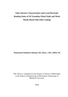 Solar selective characteristics and local electronic bonding states of 3d transition metal oxide and metal nitride based thin film coatings
