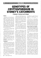 Genotypes of cryptosporidium in Sydney's catchments