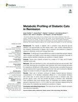 Metabolic profiling of diabetic cats in remission