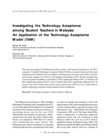 Investigating the Technology Acceptance among Student Teachers in Malaysia: An Application of the Technology Acceptance Model (TAM)