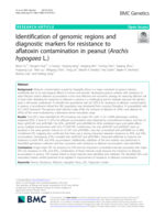 Identification of genomic regions and diagnostic markers for resistance to aflatoxin contamination in peanut (Arachis hypogaea L.)