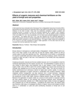Effects of organic manures and chemical fertilizers on the yield of brinjal and soil properties