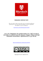 Growth of microalgae on undiluted anaerobic digestate of piggery effluent with high ammonium concentrations