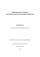 Multiculturalism in Australia: Enhancing social harmony and equality of opportunity