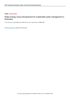 Water-energy nexus development for sustainable water management in Indonesia