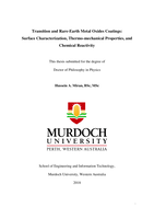 Transition and Rare-Earth metal oxides coatings: Surface characterization, Thermo-mechanical properties, and chemical reactivity