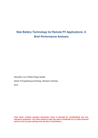 New battery technology for remote PV applications: A brief performance analysis