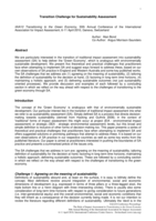 Transition challenge for sustainability assessment