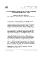 Uncovering management issues in Australian classrooms experienced by Non-English speaking background teachers