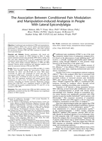 The association between conditioned pain modulation and manipulation induced analgesia in people with lateral epicondylalgia