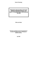 Problem solving policing in the police service of Western Australia: the impact of organizational structure and culture