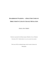 Boardroom warming – A role for company directors in climate change mitigation
