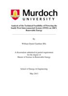 Analysis of the technical feasibility of powering theSouth-West Interconnected System (SWIS) on 100%renewable energy