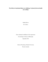 The effects of emotional labour on wellbeing: Contrasts between health care settings