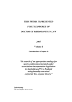 In search of an appropriate analogy for sports entitites incorporated under associations incorporation legislation in Australia and New Zealand using broadly conceived corporate law organic theory