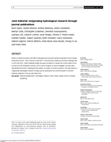 Joint Editorial: Invigorating hydrological research through journal publications